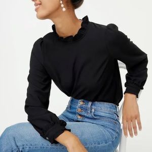 j crew ruffle neck top